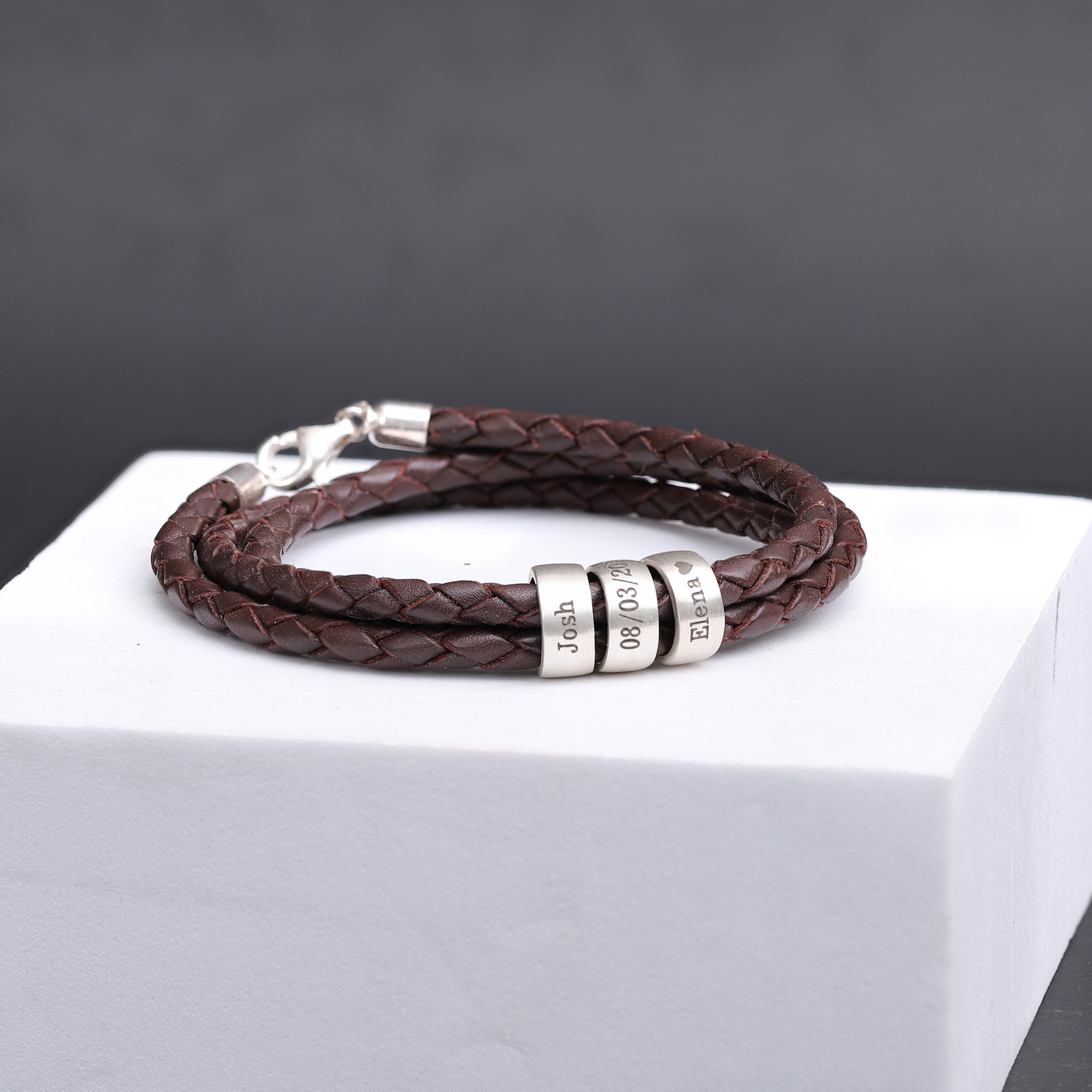 Personalized Leather Bracelet with Custom Family Names